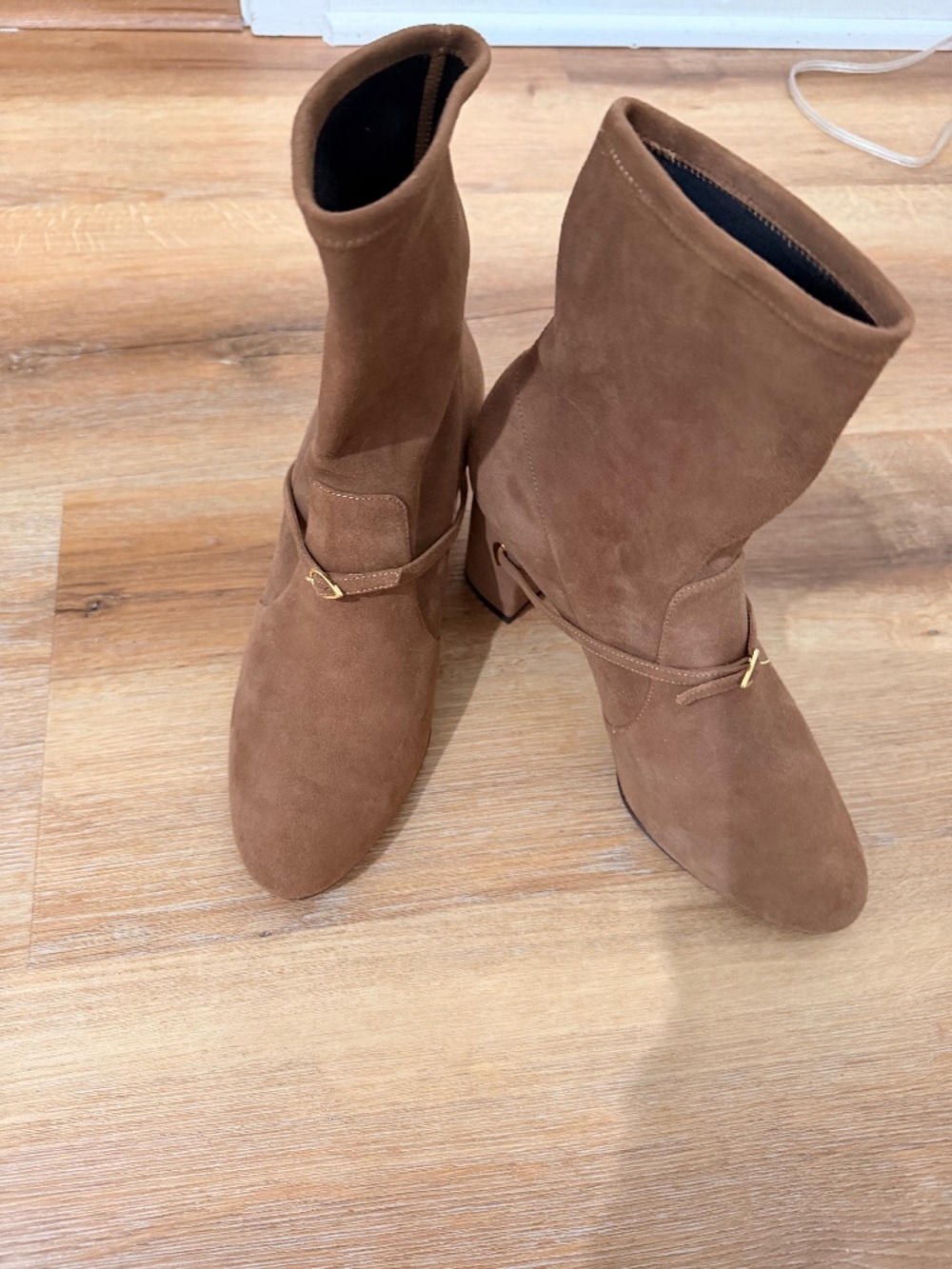 PRISTINE Jennifer Chamandi Dani 65 Tan Suede Ankle Boots - Worn Once! Size 8.5
